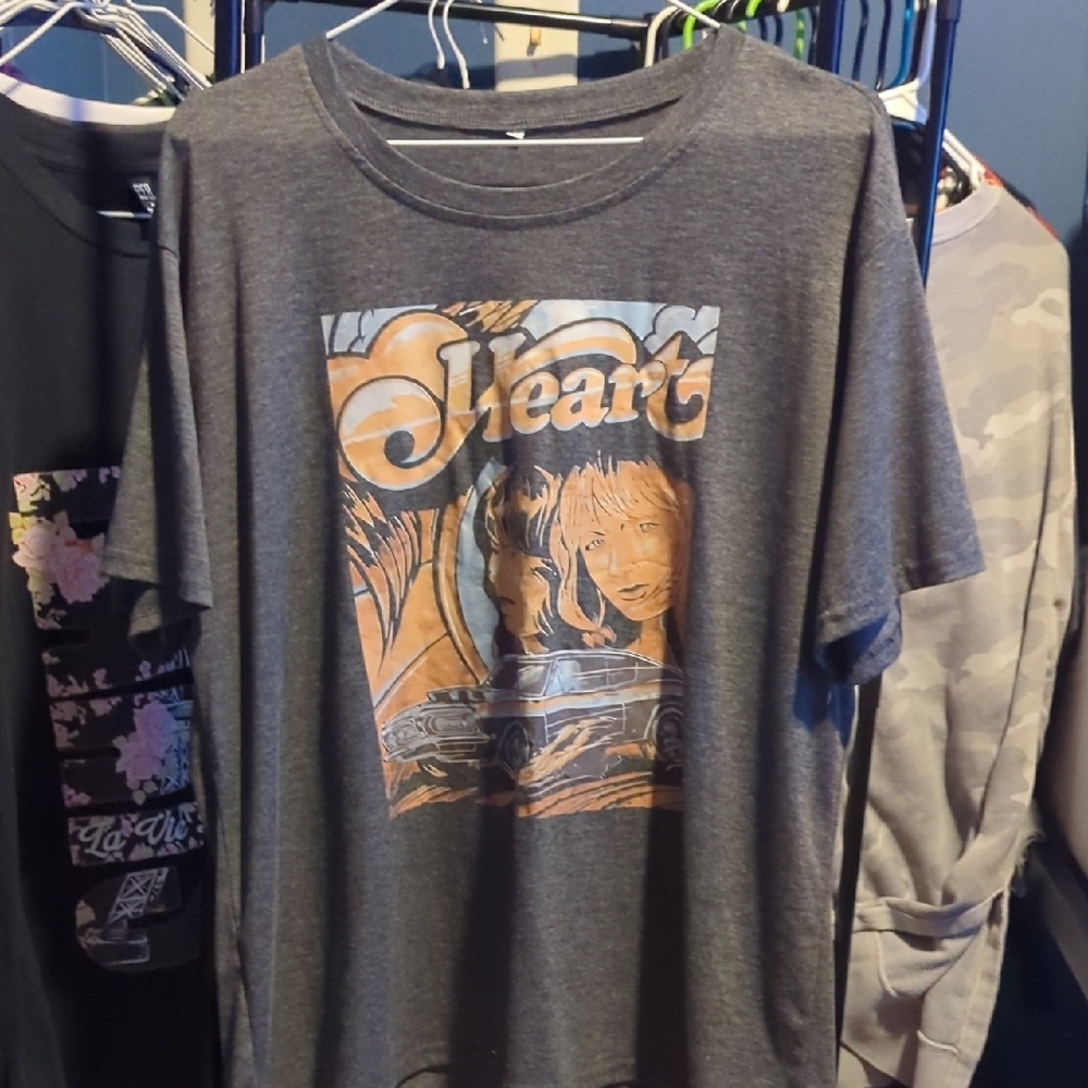 Gray Graphic T-Shirt with Heart Design